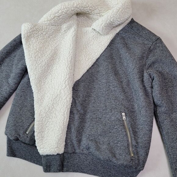 Abercrombie & Fitch Gray Moto Jacket Coat Womens Small Bomber Fleece - Picture 5 of 13